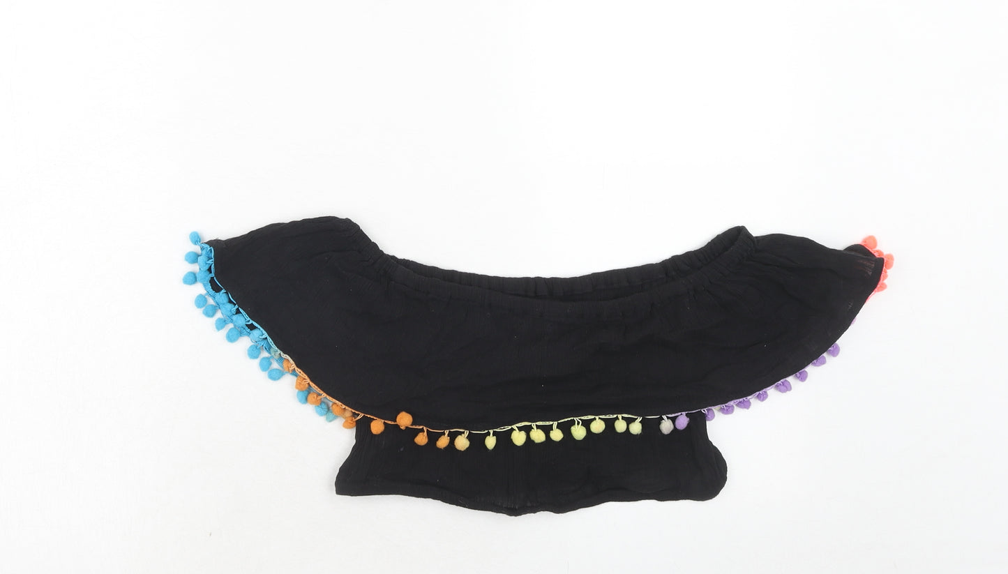 Boohoo Womens Black Cotton Basic Tank Size L Off the Shoulder