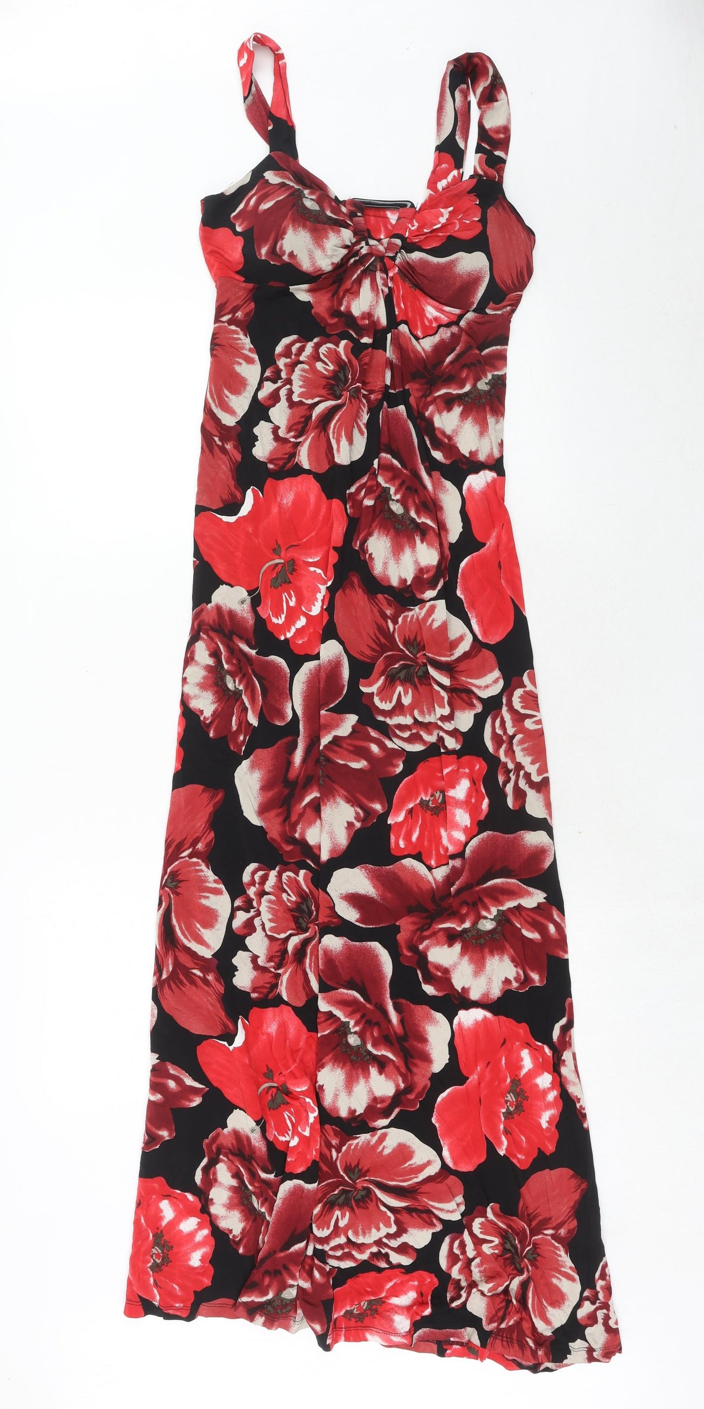 Debenhams Womens Red Floral Viscose Maxi Size 10 Sweetheart Pullover