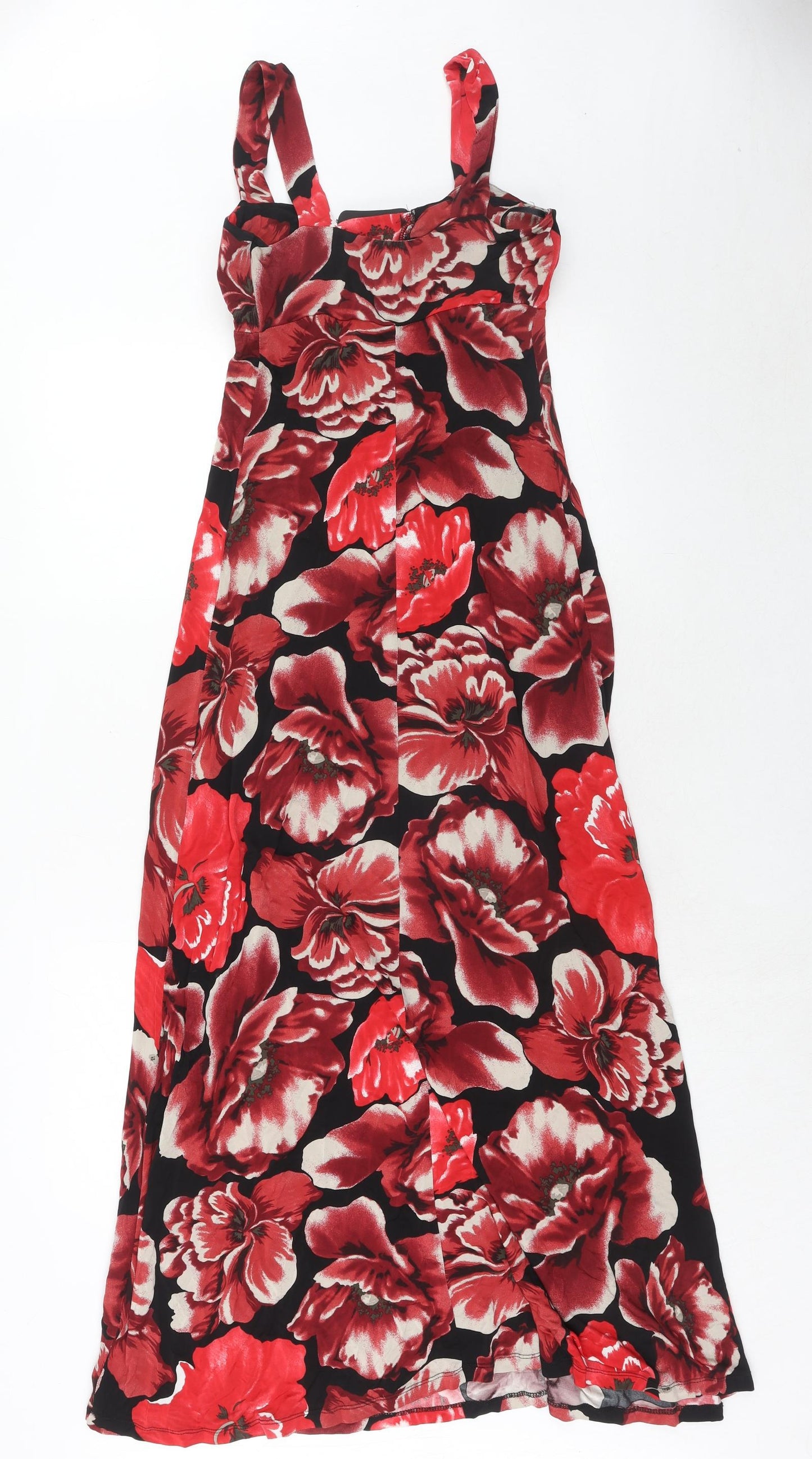 Debenhams Womens Red Floral Viscose Maxi Size 10 Sweetheart Pullover