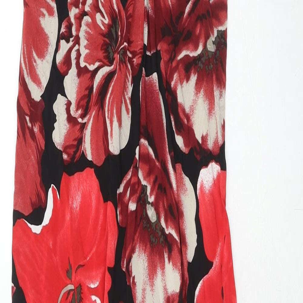 Debenhams Womens Red Floral Viscose Maxi Size 10 Sweetheart Pullover