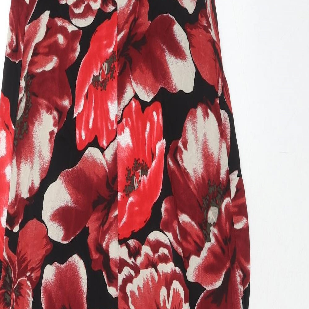 Debenhams Womens Red Floral Viscose Maxi Size 10 Sweetheart Pullover