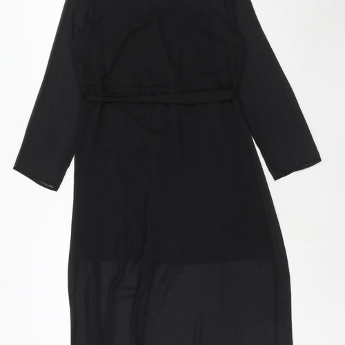 Yessica Womens Black Polyester Trapeze & Swing Size 14 Round Neck Button