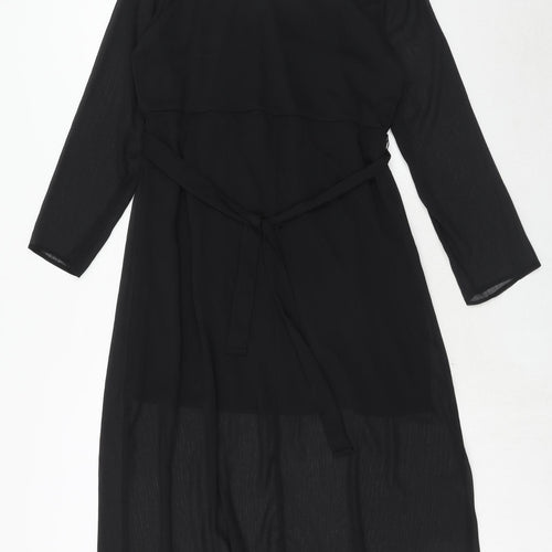 Yessica Womens Black Polyester Trapeze & Swing Size 14 Round Neck Button