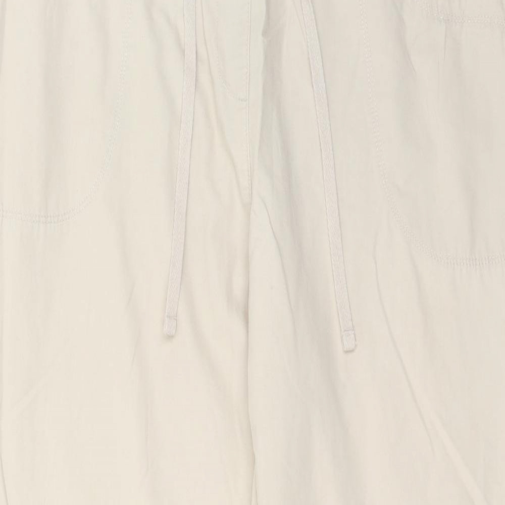 Marks and Spencer Womens Beige Cotton Sweatpants Trousers Size 16 Regular Drawstring