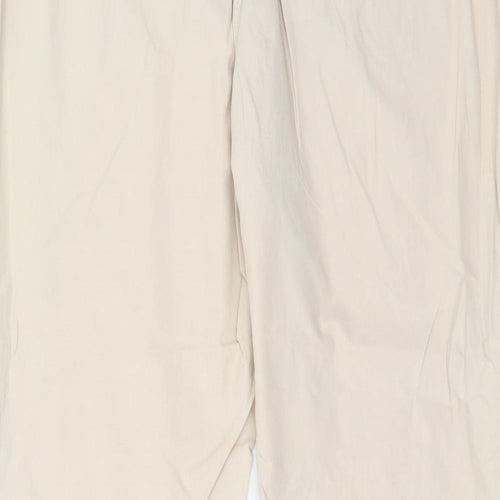 Marks and Spencer Womens Beige Cotton Sweatpants Trousers Size 16 Regular Drawstring
