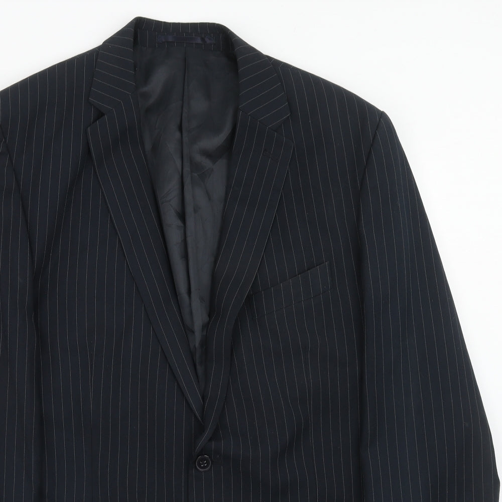 Karl Jackson Mens Blue Striped Polyester Jacket Suit Jacket Size 42 Regular