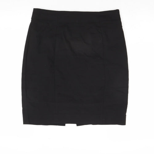 H&M Womens Black Cotton A-Line Skirt Size 12 Zip