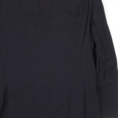 Marks and Spencer Mens Blue Striped Polyester Jacket Suit Jacket Size 40 Regular
