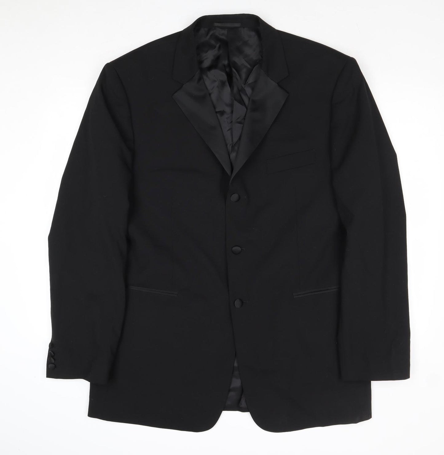 Moss Bros Mens Black Wool Jacket Suit Jacket Size 44 Regular