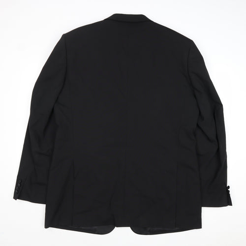 Moss Bros Mens Black Wool Jacket Suit Jacket Size 44 Regular