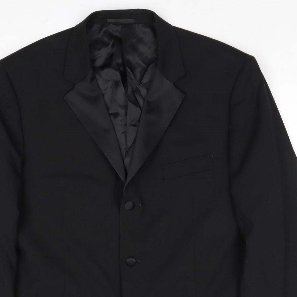 Moss Bros Mens Black Wool Jacket Suit Jacket Size 44 Regular