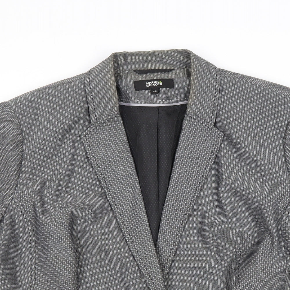 Marks and Spencer Womens Grey Polyester Jacket Blazer Size 18