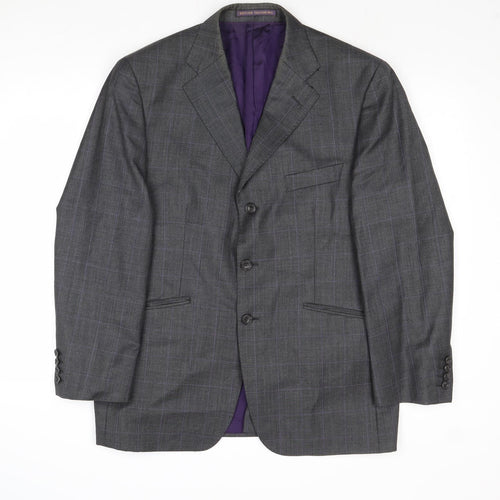 Marks and Spencer Mens Grey Plaid Wool Jacket Suit Jacket Size 40 Regular