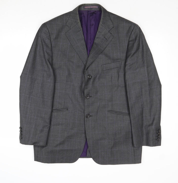 Marks and Spencer Mens Grey Plaid Wool Jacket Suit Jacket Size 40 Regular