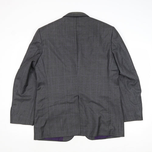 Marks and Spencer Mens Grey Plaid Wool Jacket Suit Jacket Size 40 Regular
