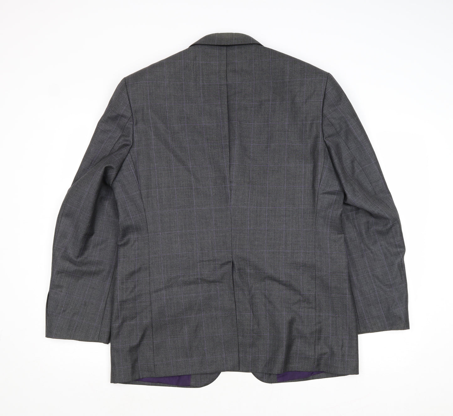 Marks and Spencer Mens Grey Plaid Wool Jacket Suit Jacket Size 40 Regular