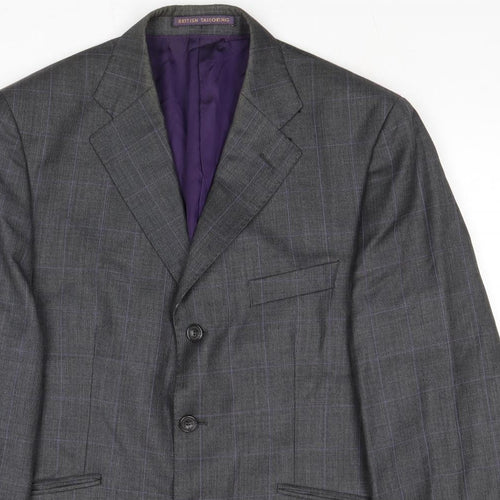 Marks and Spencer Mens Grey Plaid Wool Jacket Suit Jacket Size 40 Regular