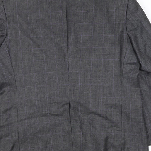 Marks and Spencer Mens Grey Plaid Wool Jacket Suit Jacket Size 40 Regular