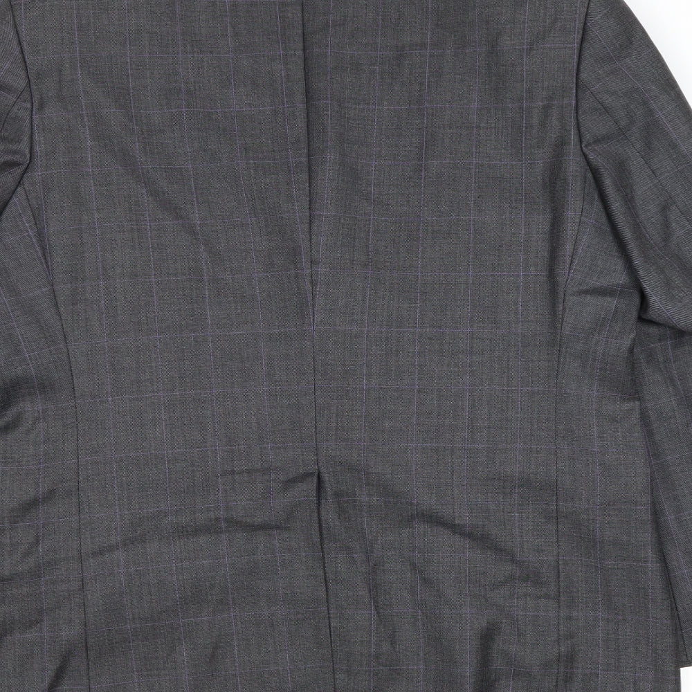 Marks and Spencer Mens Grey Plaid Wool Jacket Suit Jacket Size 40 Regular