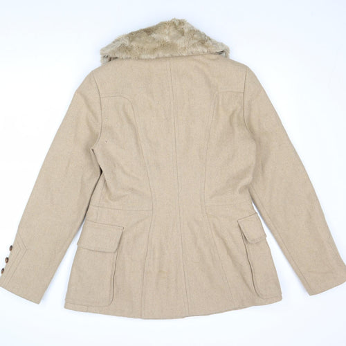 Warehouse Womens Beige Jacket Size 16 Button