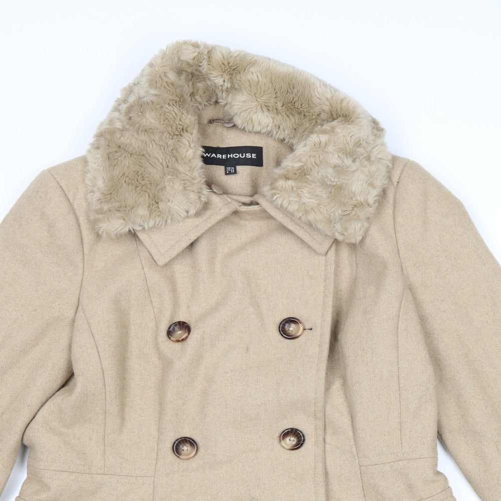 Warehouse Womens Beige Jacket Size 16 Button