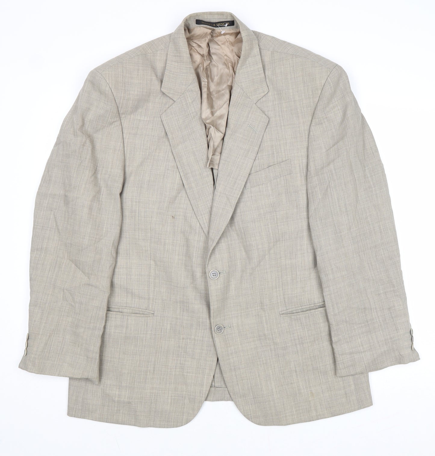marks and Mens Beige Wool Jacket Suit Jacket Size 42 Regular