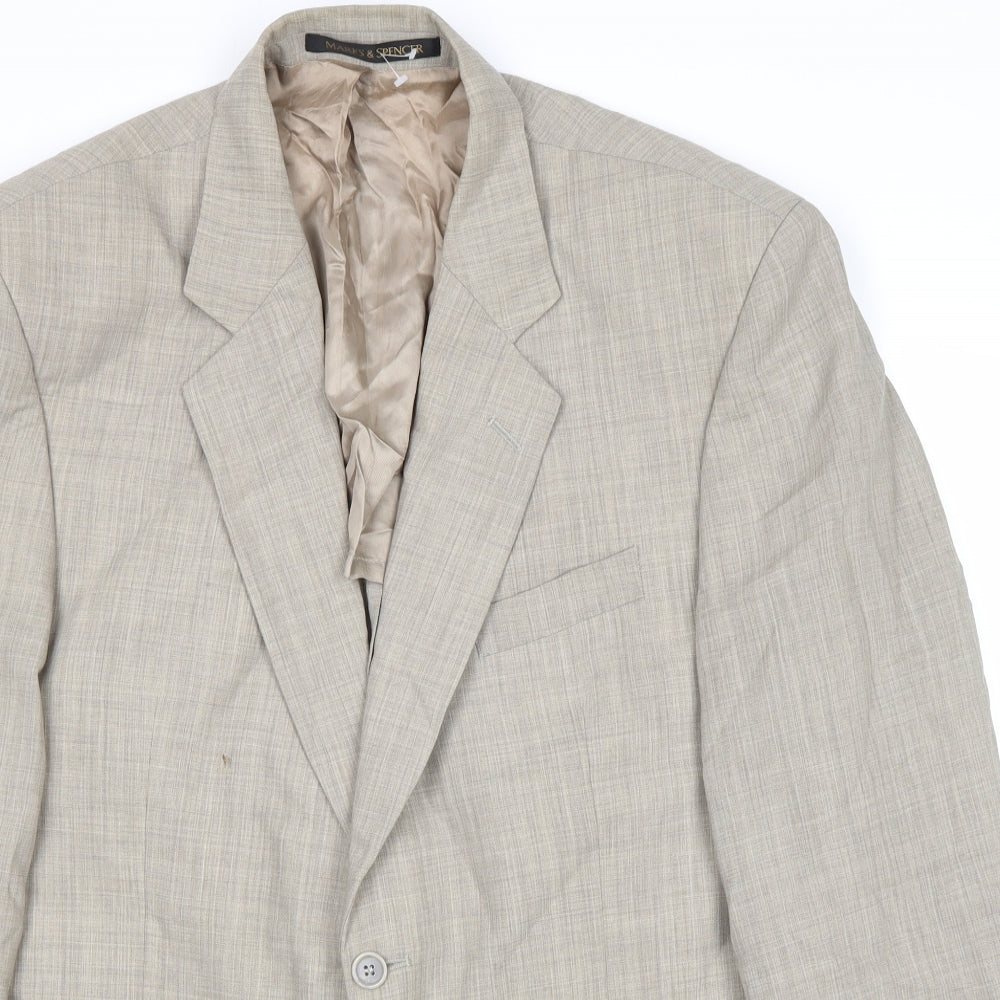 marks and Mens Beige Wool Jacket Suit Jacket Size 42 Regular
