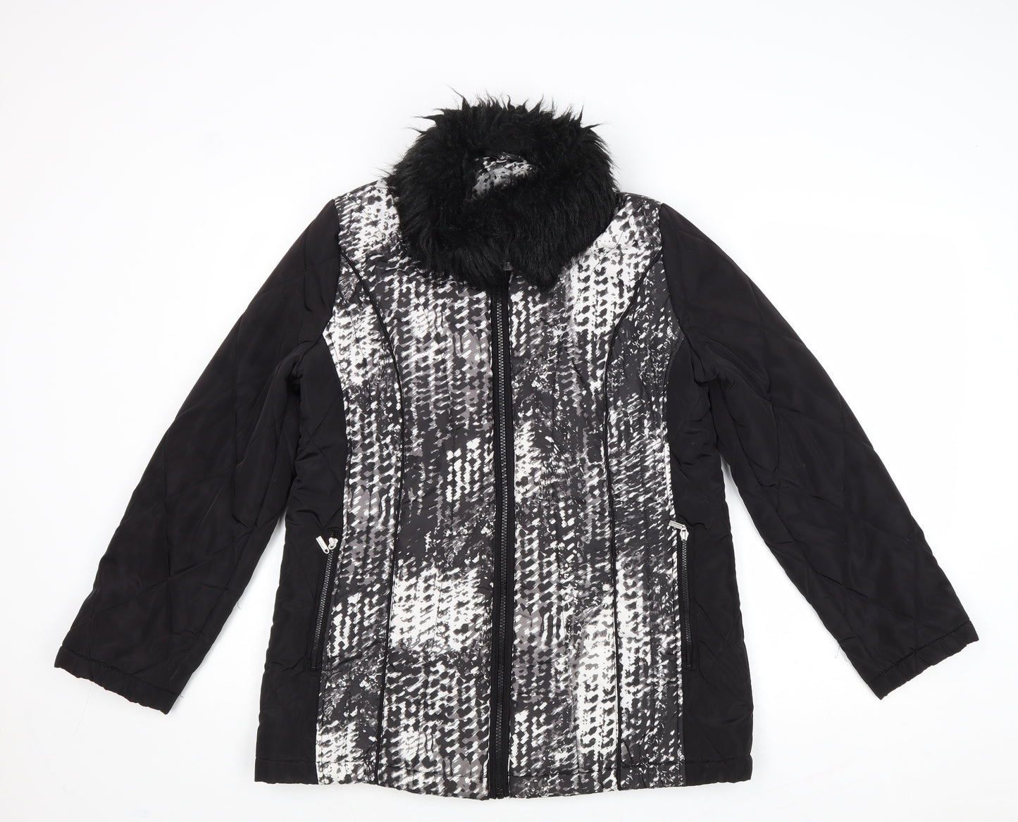 Anna Rose Womens Black Geometric Jacket Size S Zip