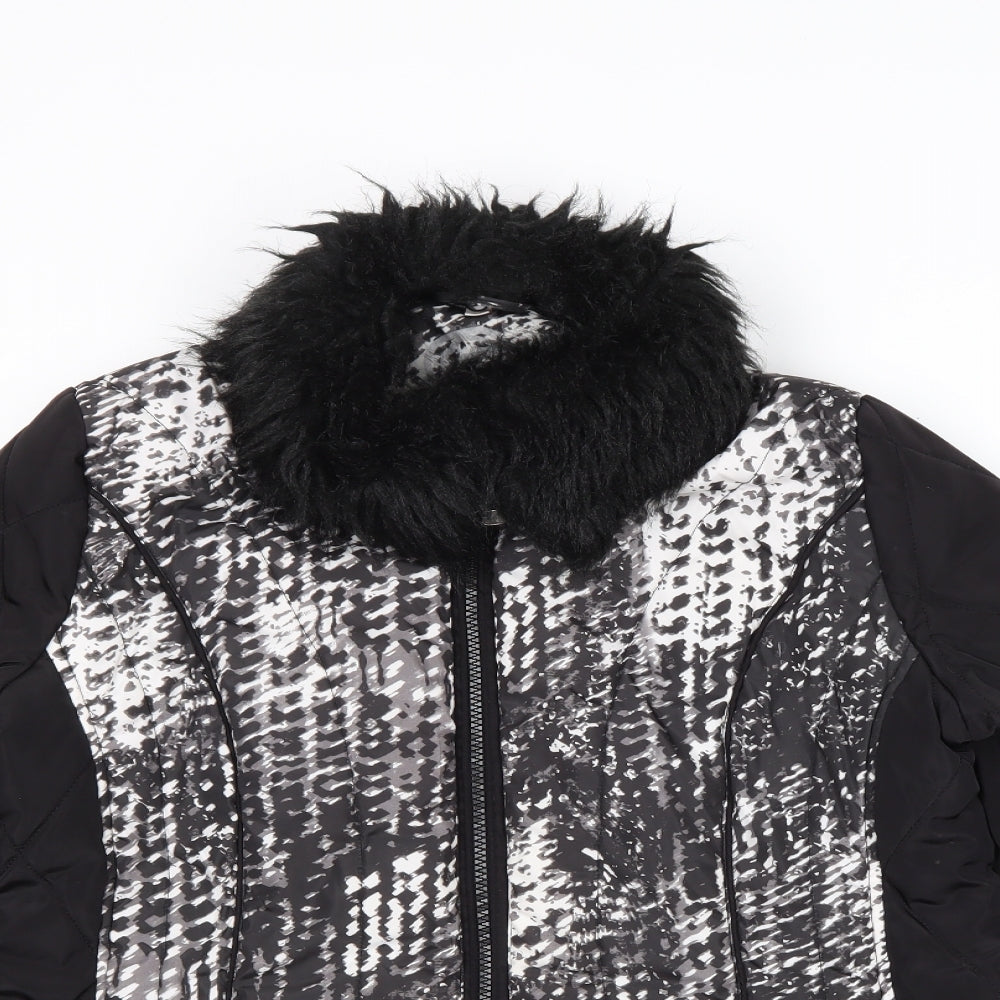 Anna Rose Womens Black Geometric Jacket Size S Zip