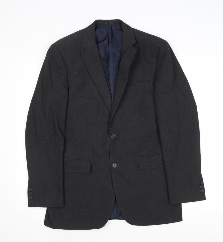 Debenhams Mens Grey Polyester Jacket Suit Jacket Size 38 Regular