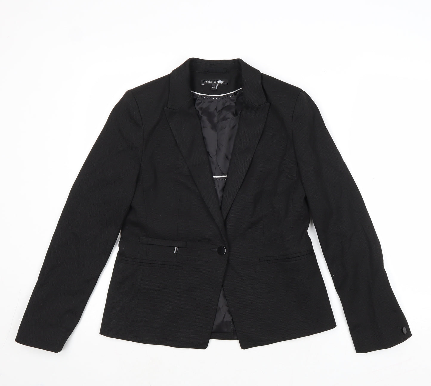 NEXT Womens Black Polyester Jacket Blazer Size 10
