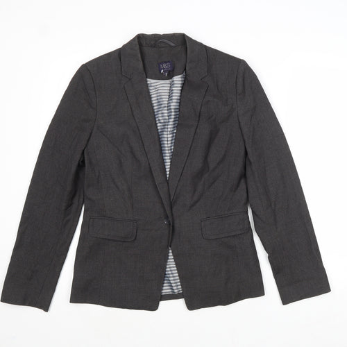 Marks and Spencer Womens Grey Polyester Jacket Blazer Size 10
