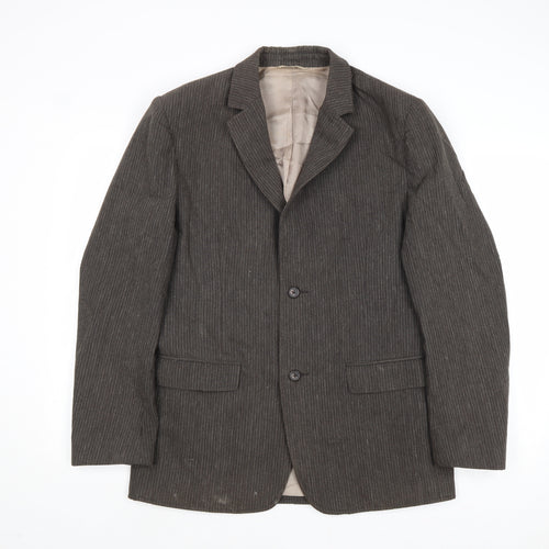 Monsoon Mens Brown Striped Cotton Jacket Suit Jacket Size 40 Regular