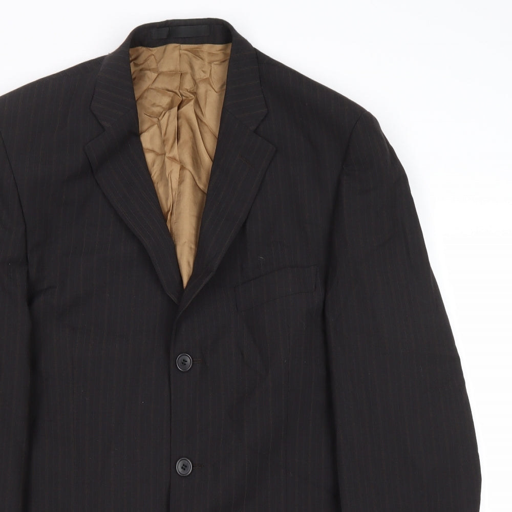 Marks and Spencer Mens Black Striped Polyester Jacket Suit Jacket Size 40 Regular