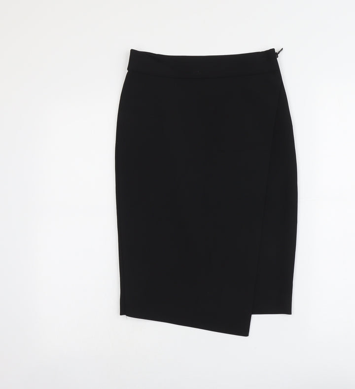 Zara Womens Black Polyester A-Line Skirt Size XS Zip