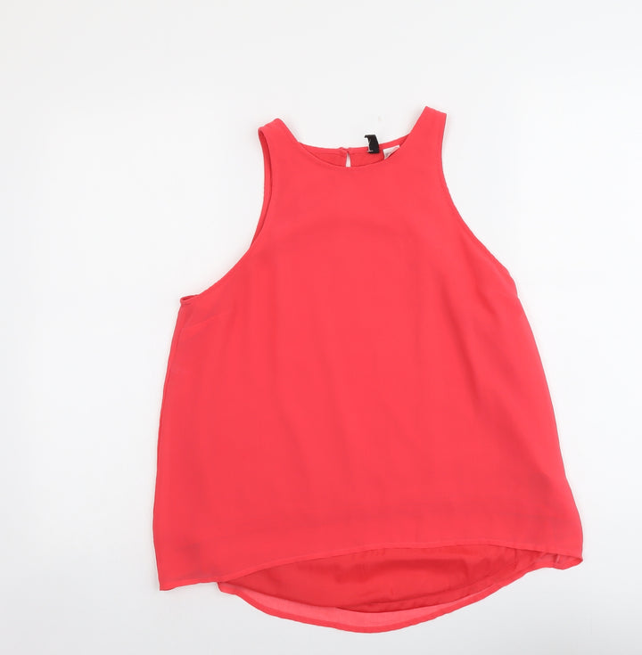 H&M Womens Pink Polyester Basic Tank Size 8 Round Neck