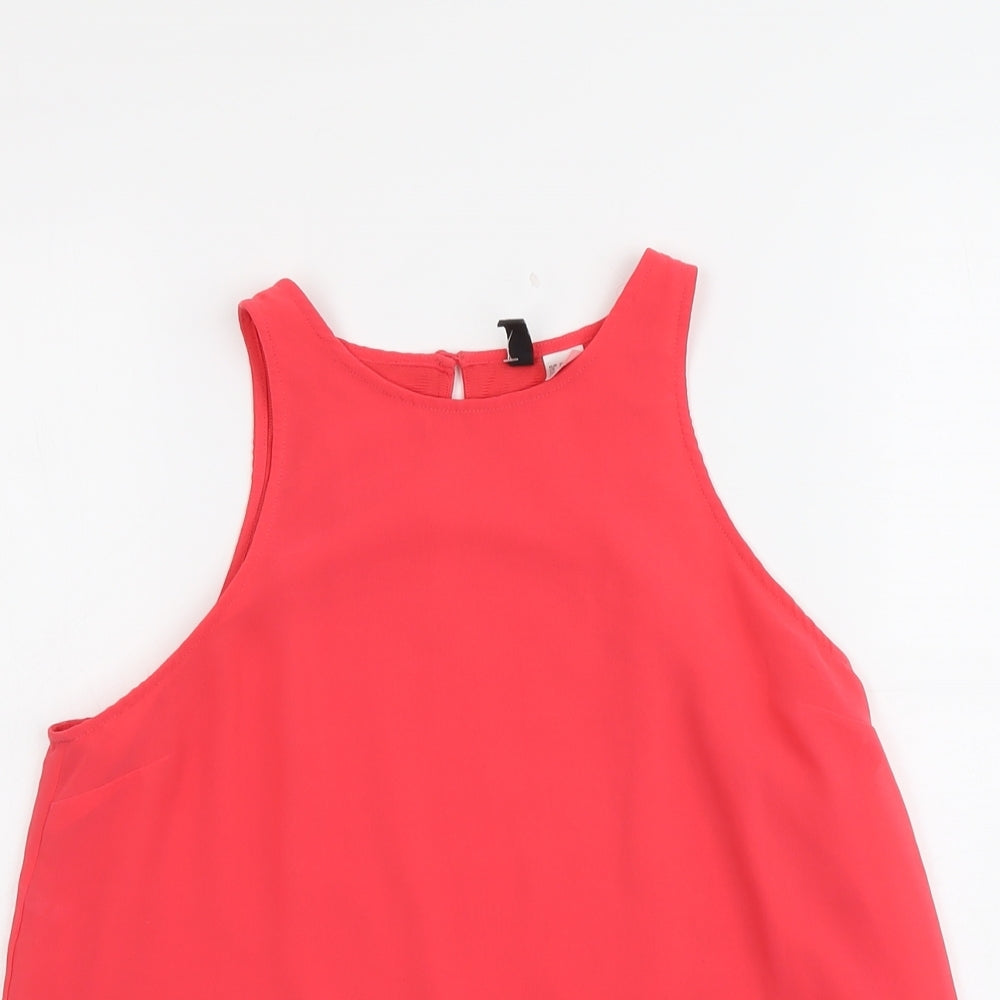 H&M Womens Pink Polyester Basic Tank Size 8 Round Neck