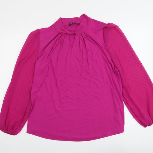 Bonmarché Womens Pink Viscose Basic Blouse Size 12 Round Neck