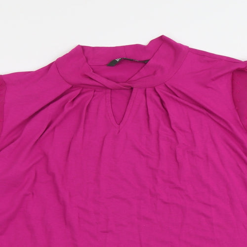 Bonmarché Womens Pink Viscose Basic Blouse Size 12 Round Neck