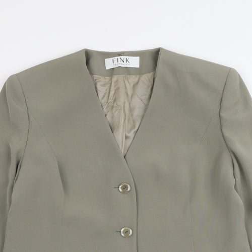 Fink Womens Beige Polyester Jacket Blazer Size 14