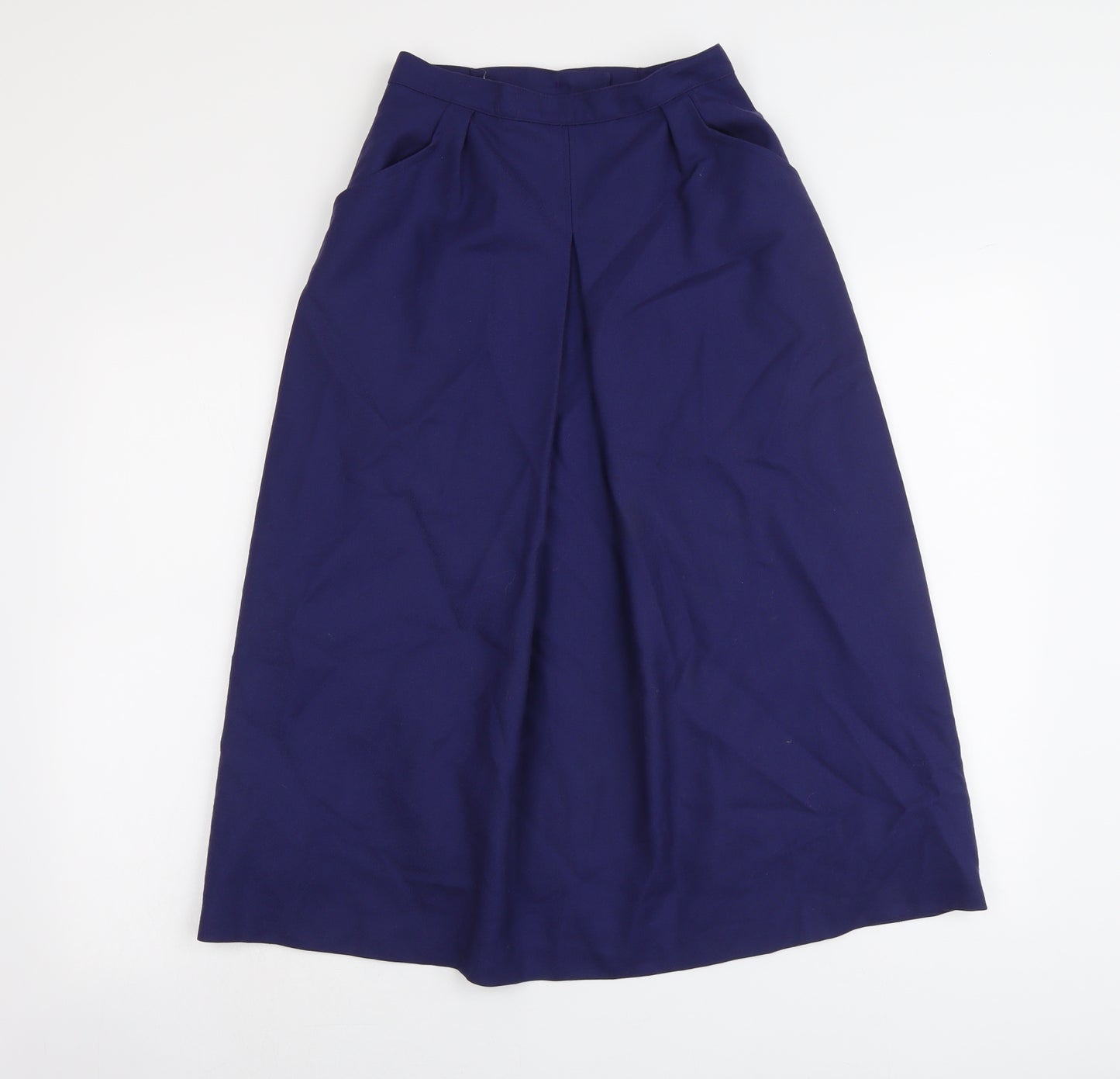 Pure Natural Womens Blue Wool Swing Skirt Size 10 Zip