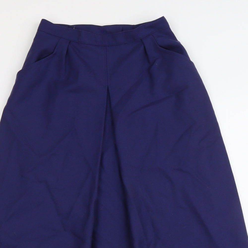 Pure Natural Womens Blue Wool Swing Skirt Size 10 Zip