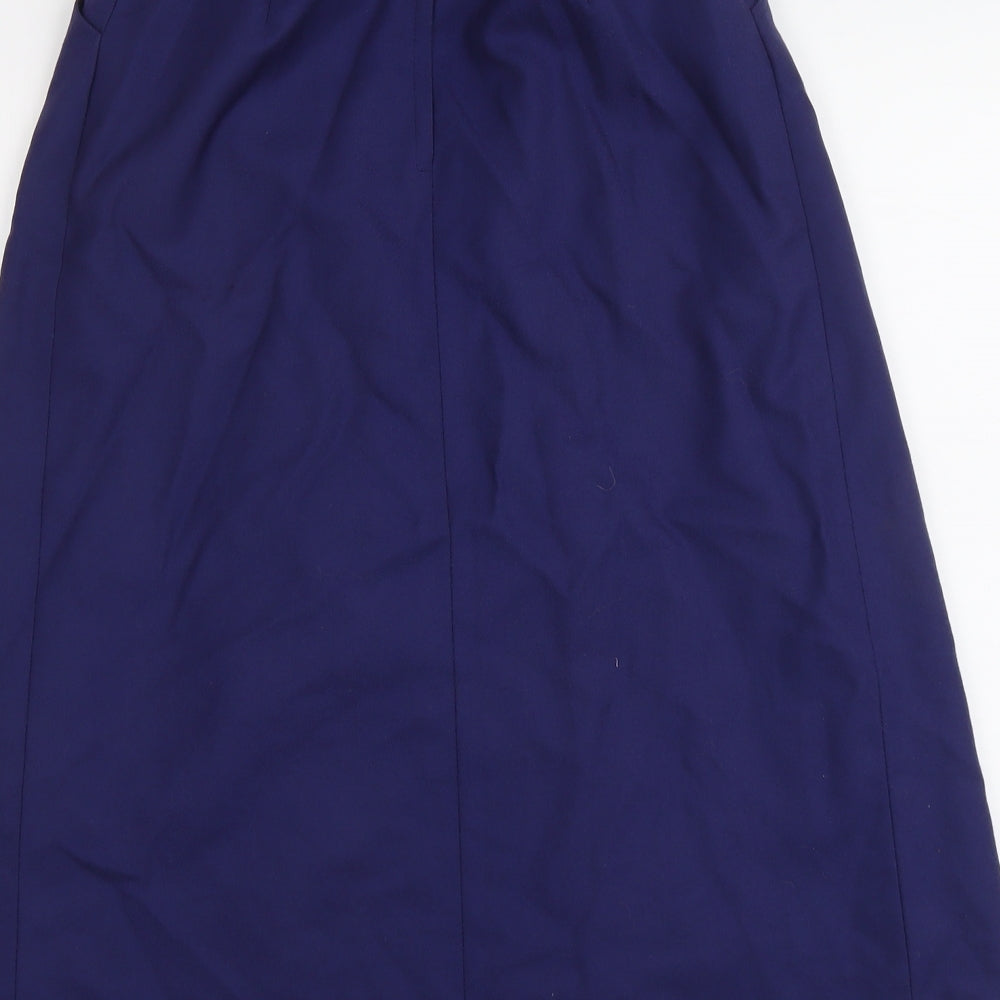 Pure Natural Womens Blue Wool Swing Skirt Size 10 Zip