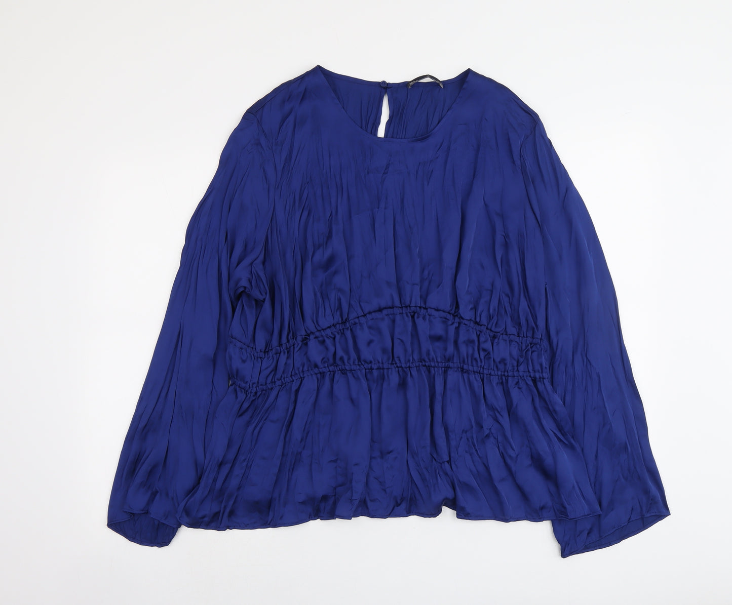 Marks and Spencer Womens Blue Polyester Basic Blouse Size 20 Round Neck