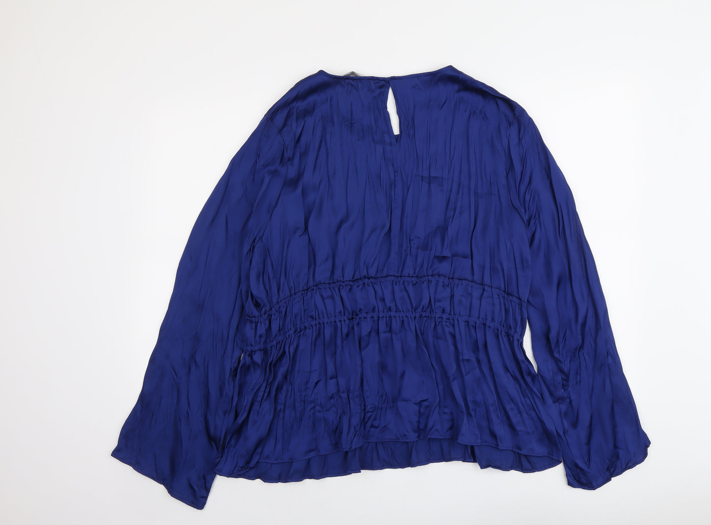 Marks and Spencer Womens Blue Polyester Basic Blouse Size 20 Round Neck