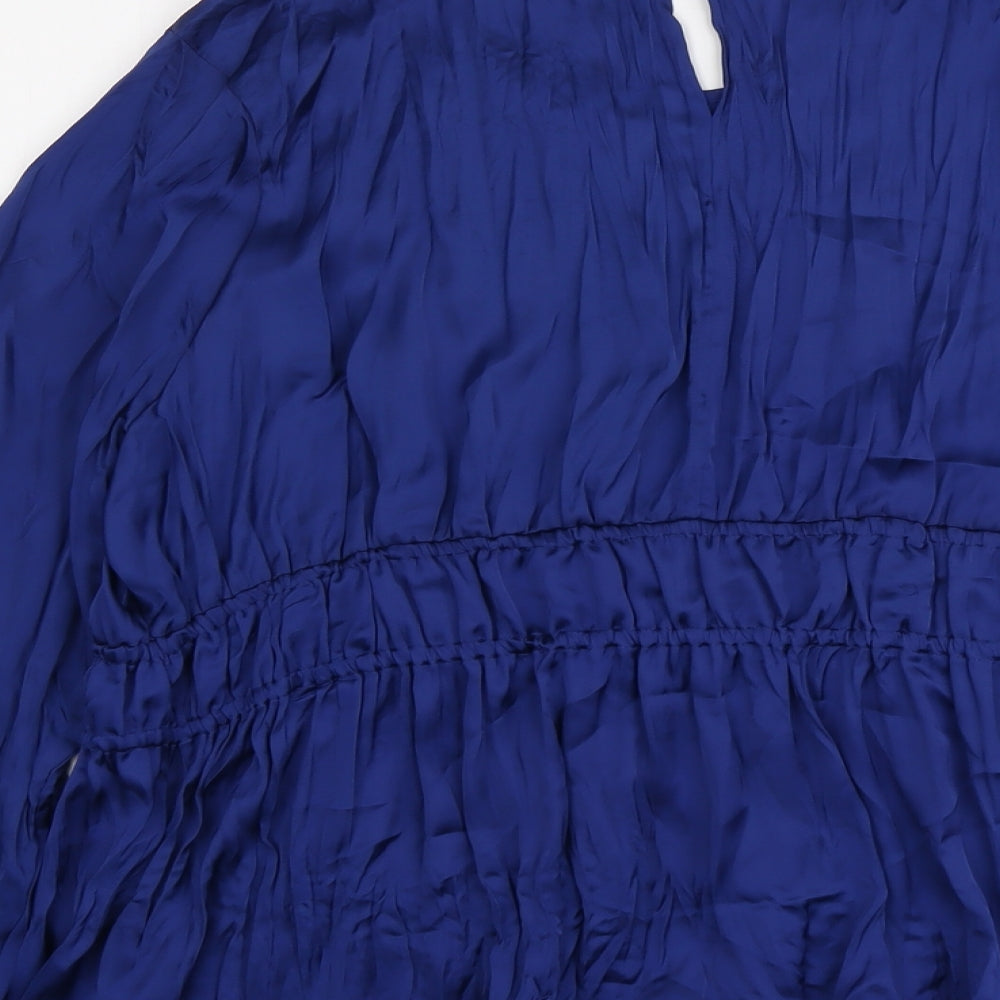 Marks and Spencer Womens Blue Polyester Basic Blouse Size 20 Round Neck
