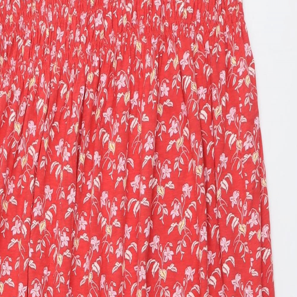NEXT Womens Red Floral Cotton Tank Dress Size 14 Square Neck Pullover