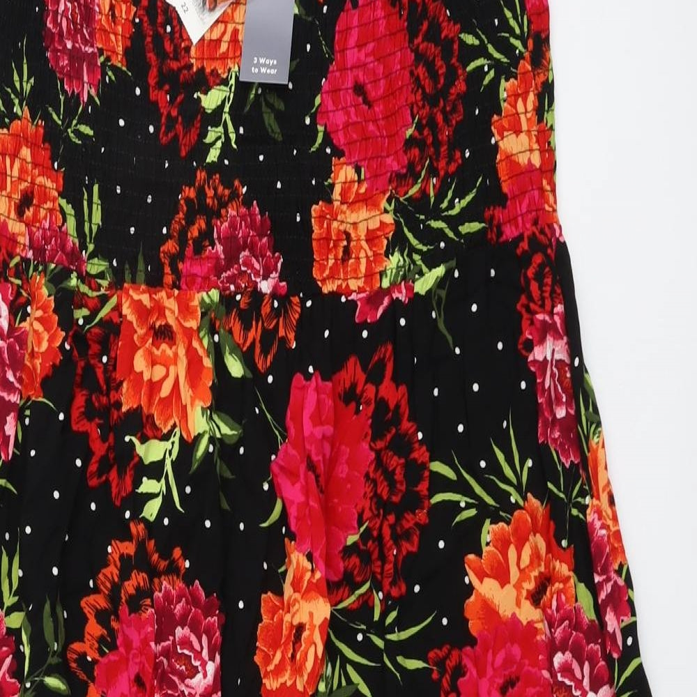 Bonmarché Womens Multicoloured Floral Viscose A-Line Size 22 Off the Shoulder Pullover