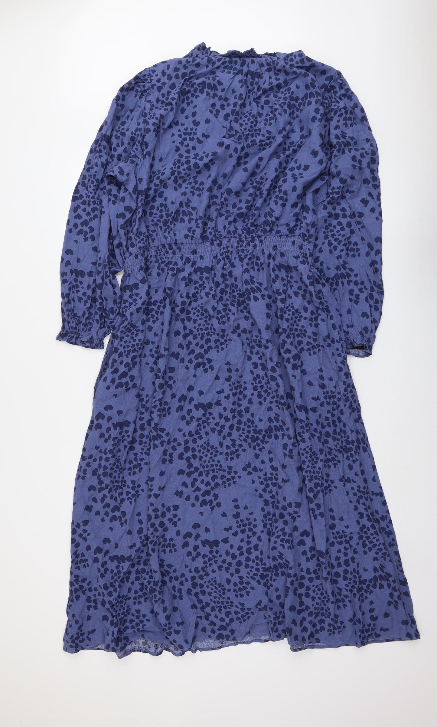 Per Una Womens Blue Geometric Viscose Trapeze & Swing Size 18 V-Neck Pullover - Heart Pattern