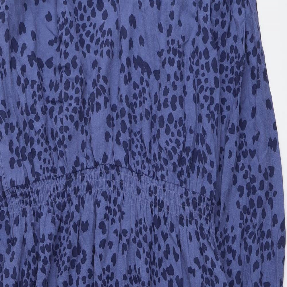 Per Una Womens Blue Geometric Viscose Trapeze & Swing Size 18 V-Neck Pullover - Heart Pattern